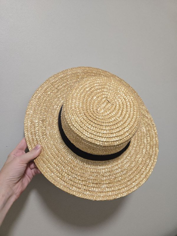 Шляпа соломенная плетеная с черной лентой 2