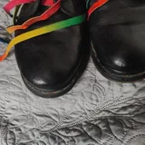 Dr. Martens boots with rainbow stitching and laces 2