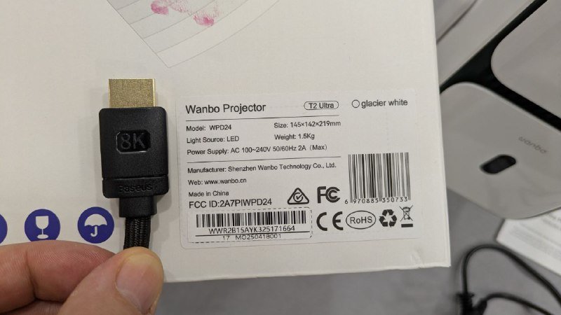 Проектор Wanbo T2 ultra и HDMI кабель Baseus 8k 4м