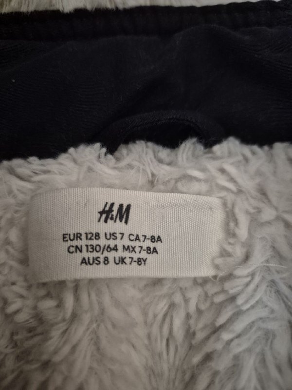 Парка H&M на девочку 6-8 лет темно-синяя утепленная 3