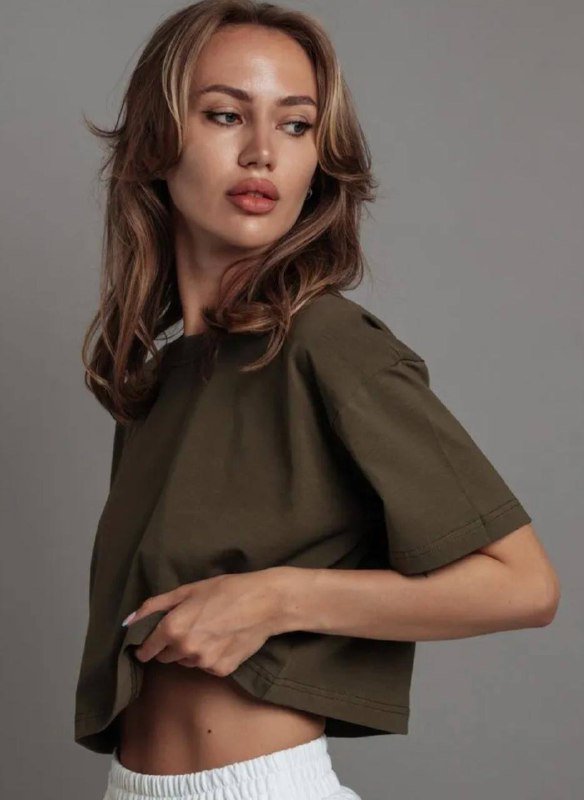 Укороченные футболки хаки S, светлая XS 2