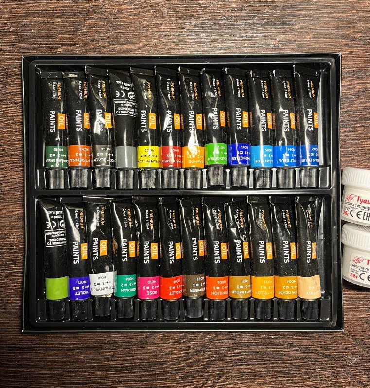 Масляные краски набор, титановые белила две баночки 2