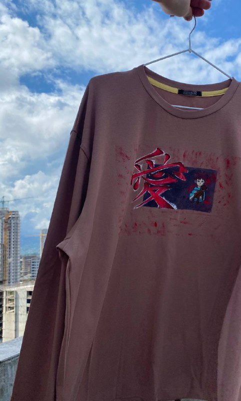 Лонгслив оверсайз кирпичного цвета с принтом Гаара 2