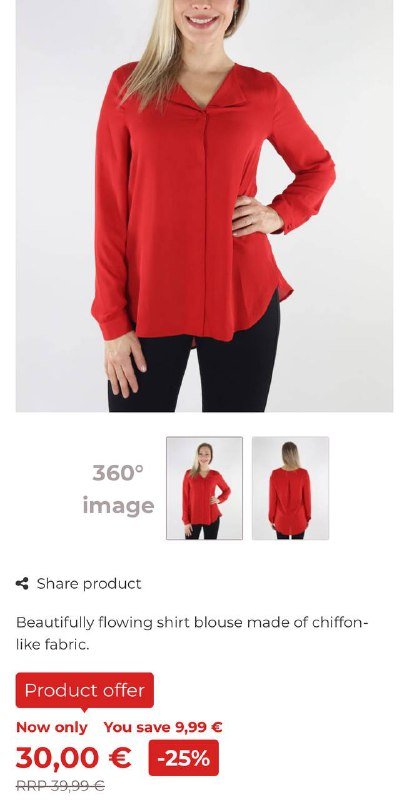 Женская блуза Vila размер L рыжая красная 4