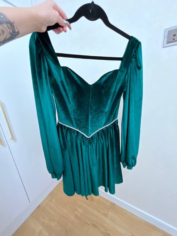 Замшевое изумрудное платье 2