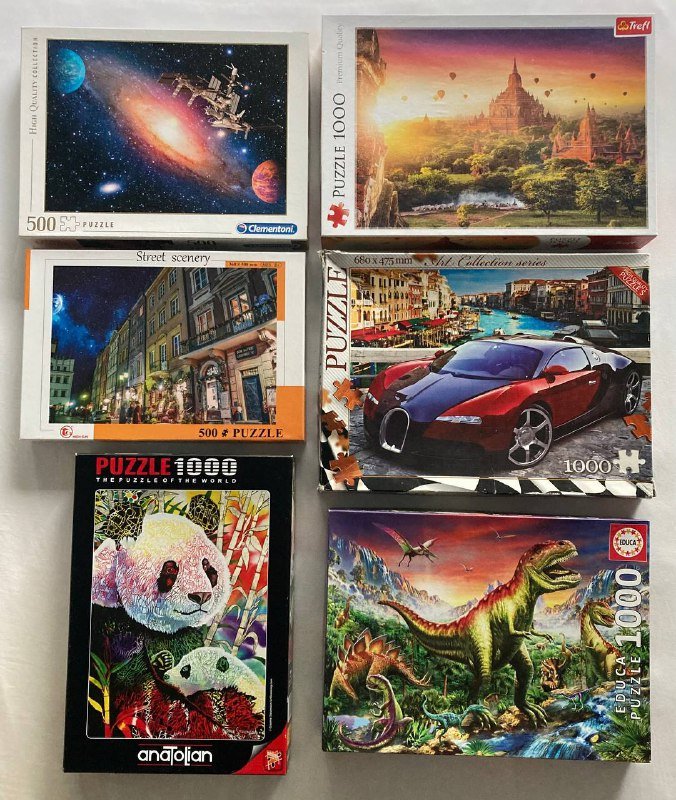 Пазлы 500 и 1000 шт Европейские улочки и Космос и др.