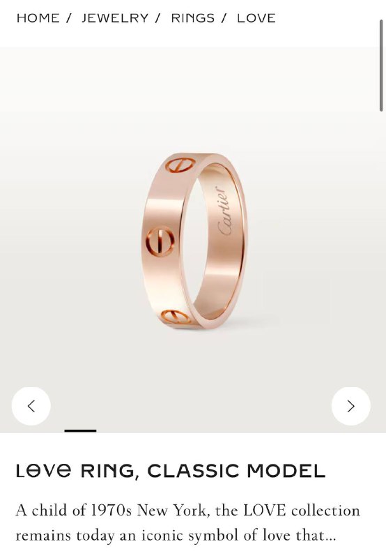Cartier Love Ring, Classic Model, Rose Gold