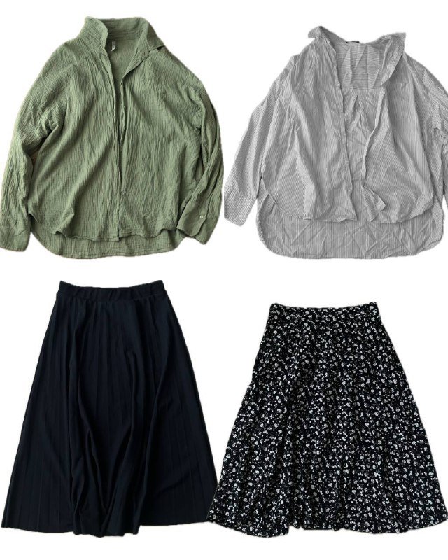 зеленая рубашка, рубашка в полоску, юбка в цветочек, футболка со стразами, футболка бершка, синяя абайка