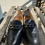 Women’s black leather loafers, size 35 1