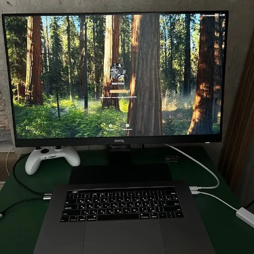 MacBook Pro, монитор BenQ, геймпад Xbox