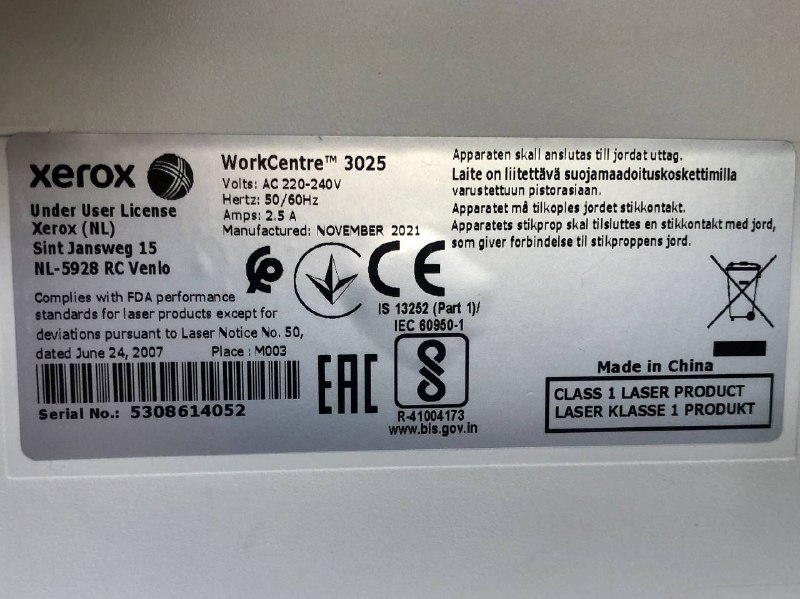МФУ Xerox WorkCentre 3025 лазерный принтер сканер копир 4