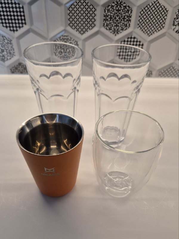 Стаканы и рюмки стеклянные и металлические набор