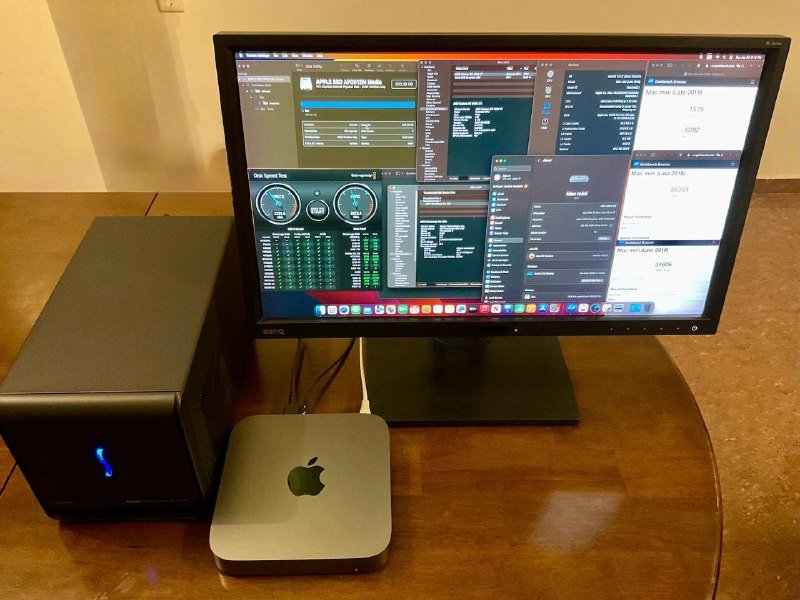 Комплект Apple Mac mini, eGPU Sonnet, монитор BenQ 2