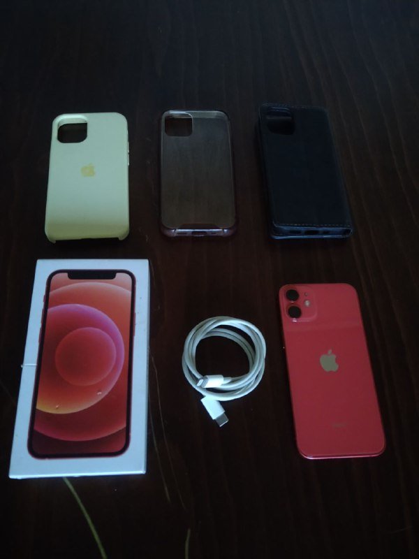 iphone 12 mini product red, чехлы, провод 2