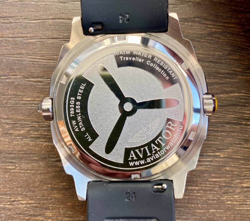 Часы Aviator World Timer сталь 100м водозащиты 4