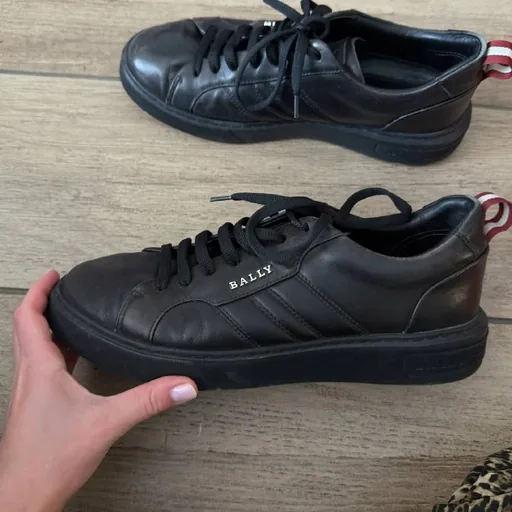 Черные кожаные кеды Bally