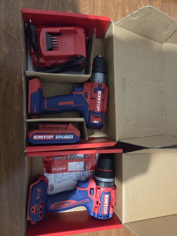 Аккумуляторная дрель и ударный шуруповерт Emtop