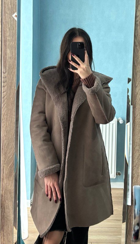 Двухсторонняя шуба-дубленка Zara с капюшоном, размер М 2