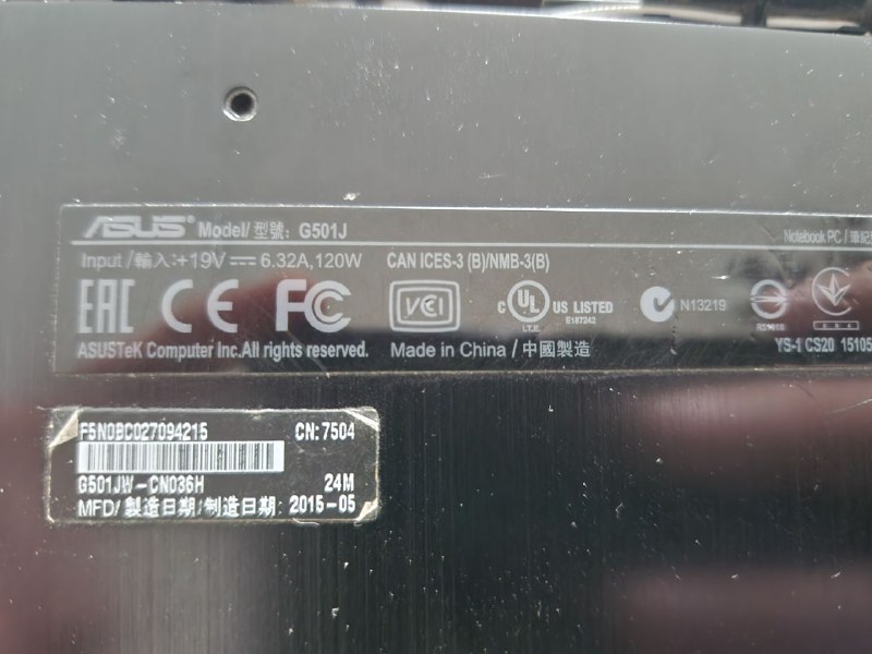 Ноутбук Asus G501JW неисправный 2