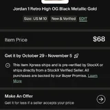 Jordan 1 Mid Metallic Gold 9