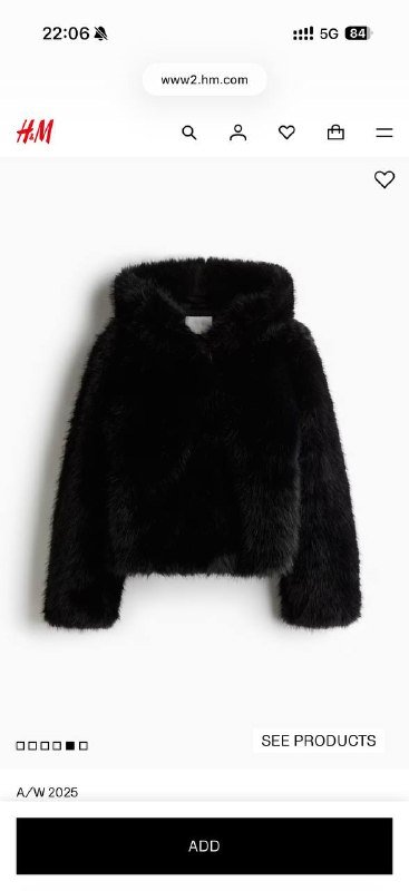 Новая шуба H&M искусственный мех размер S