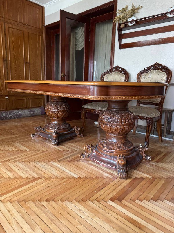 Стол из иранского дерева со стульями и креслами 2