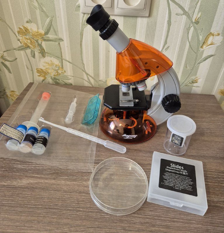 Микроскоп детский Атом 40x-640x с набором для опытов 2