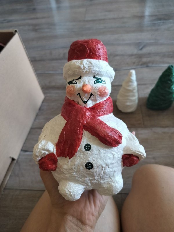 Набор ёлочных украшений, снеговичок, камин, светильник, снежный шар 3