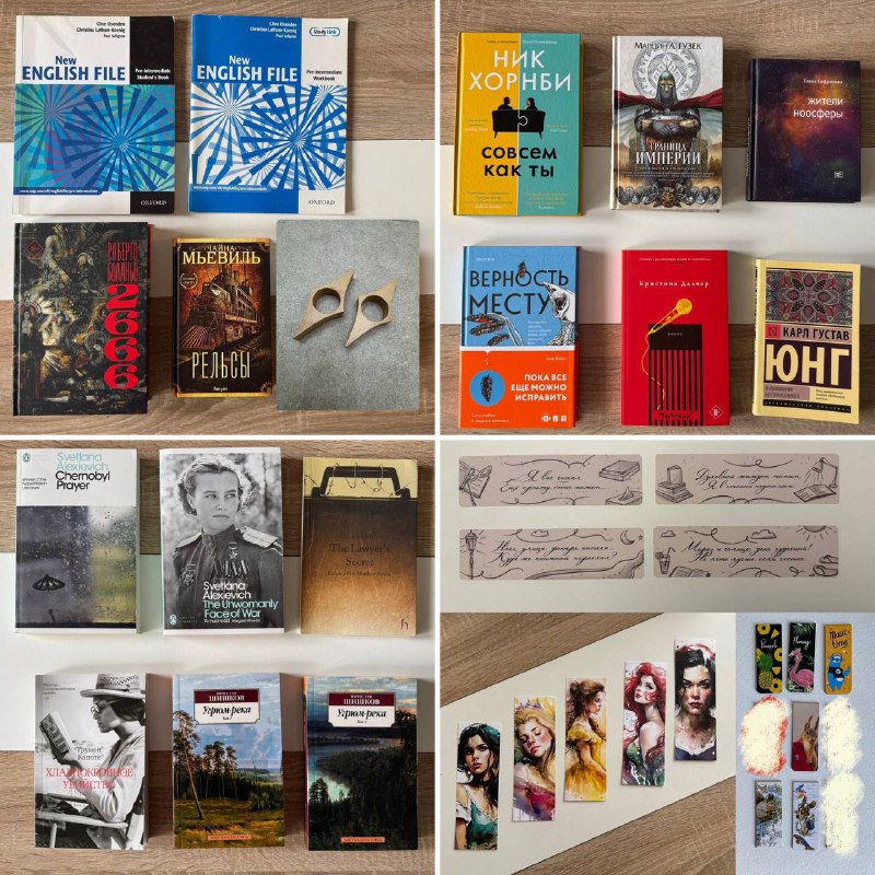 Braddon, Safonova, Shishkov, Alexievich books, bookmarks, book holder
