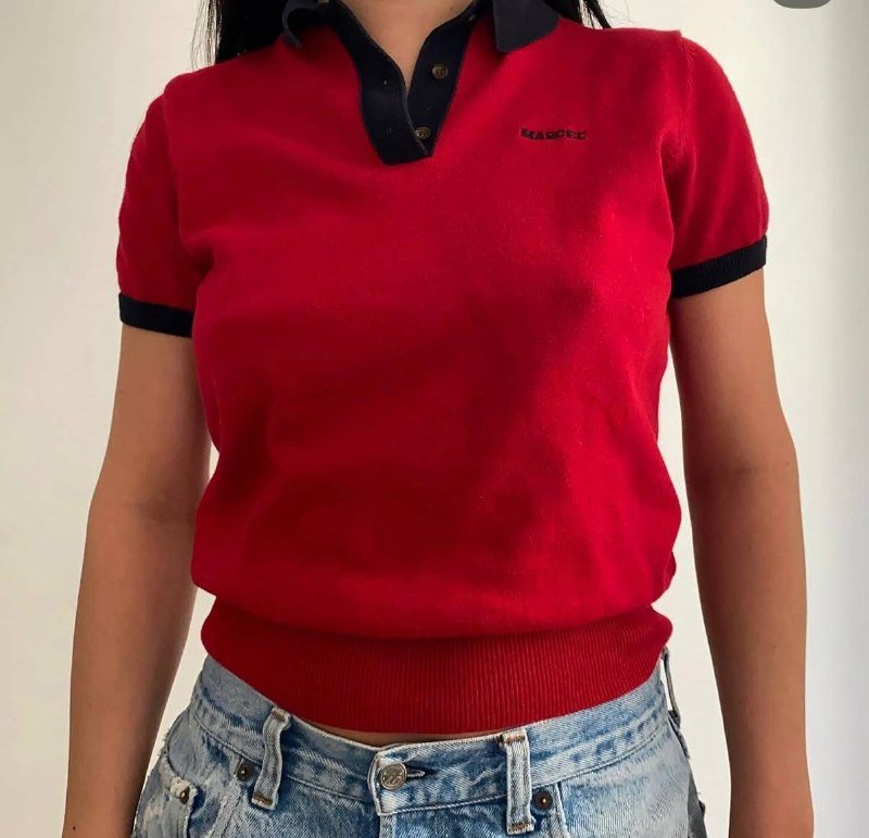 Винтажное женское поло шерсть шелк S