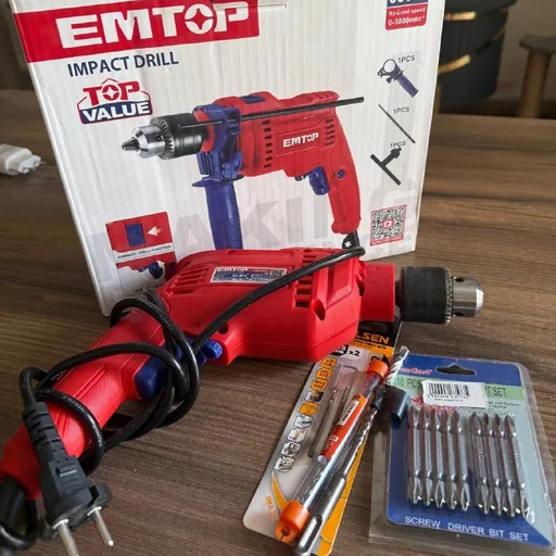 Дрель Emtop EMDL0681 со свёрлами
