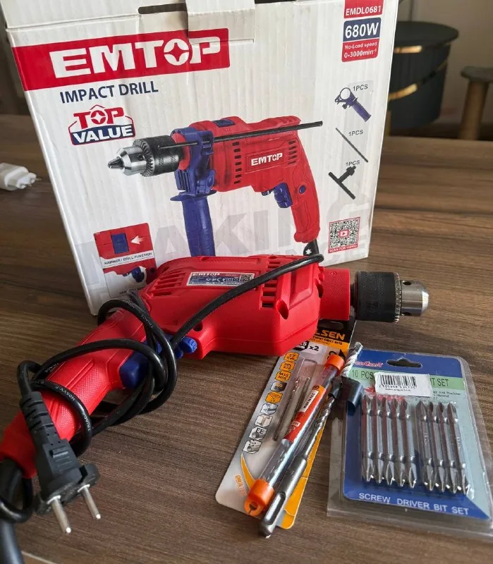 Дрель Emtop EMDL0681 со свёрлами