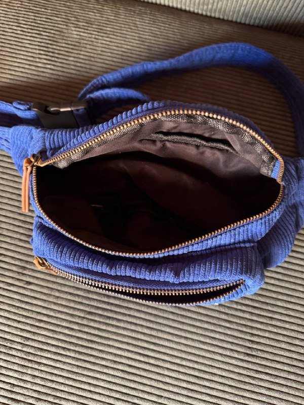 Поясная сумка из вельвета синяя 3
