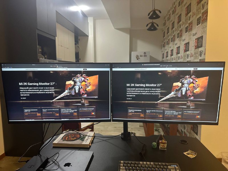 2 монитора Mi 2K Gaming 27" и кронштейн ONKRON G160