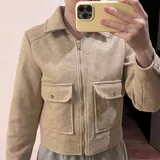 Тёплая рубашка в клетку, укороченная куртка Zara, коричневая куртка 2