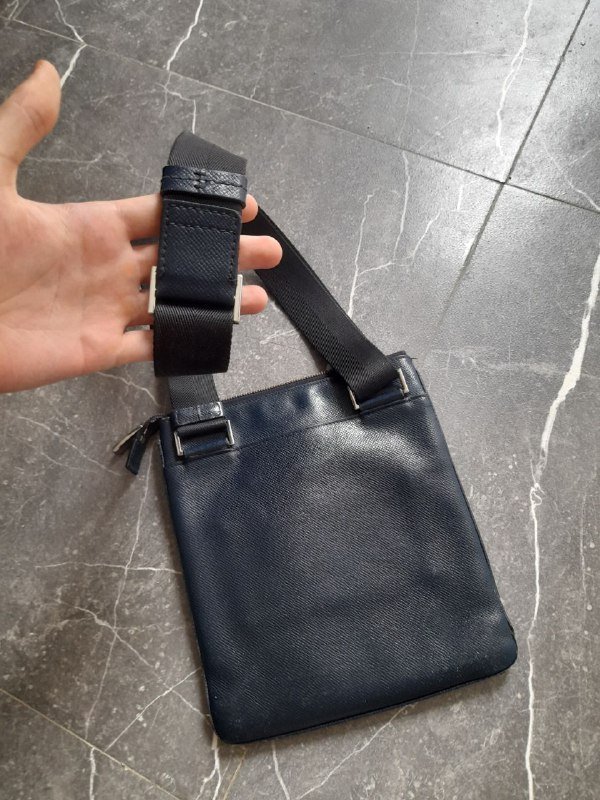 Сумка барсетка Hugo Boss кожанная темно синяя 2