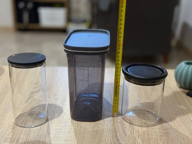 Набор стеклянных баночек для специй, пластиковые контейнеры, тазик с дуршлагом 5