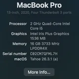 MacBook Pro 13" 2020 16GB 512GB i5 5