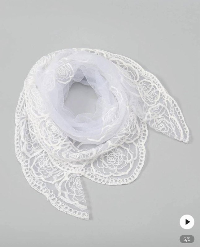 Косынка на голову белое с кружевом 3