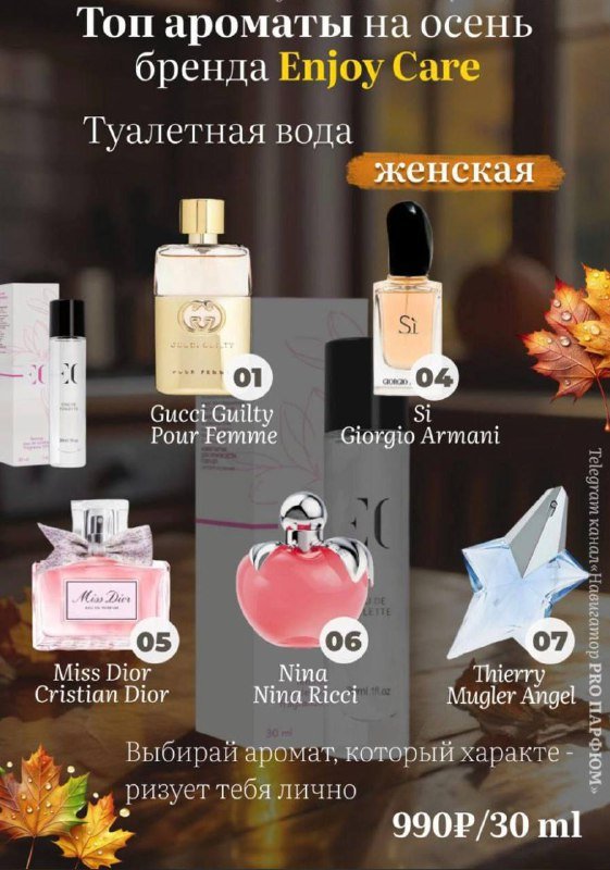 Парфюмерия Enjoy Care Gucci, Armani, Dior, Nina Ricci