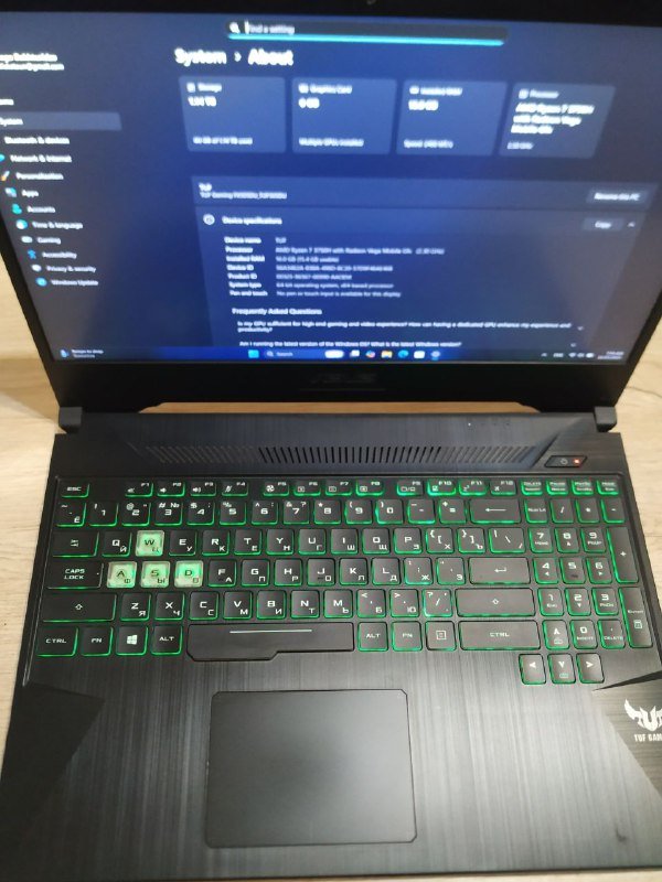 Asus tuf gaming, GTX 1660 ti, Ryzen 7 3750H, 16GB RAM, SSD 256GB, HDD 1TB 7