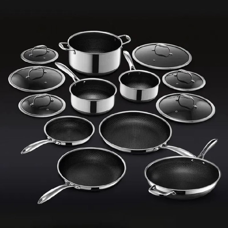 Набор кастрюль HexClad с крышками и вок 30 см