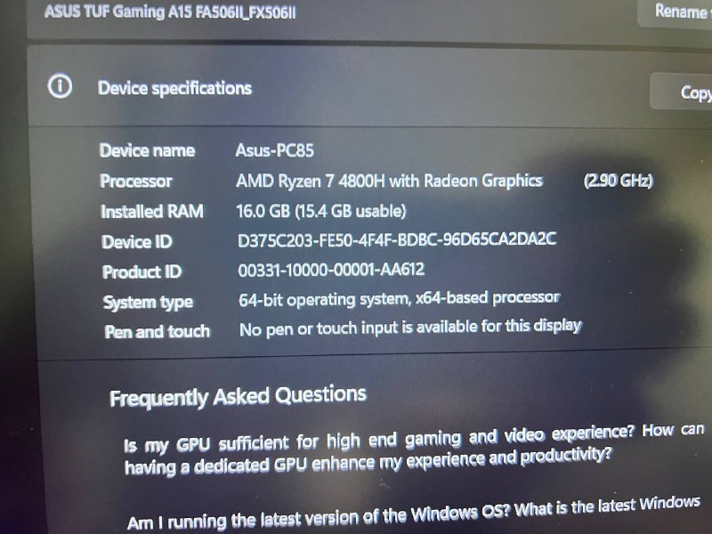 Ноутбук ASUS TUF FX505DD, ASUS TUF F15 FA506II 10