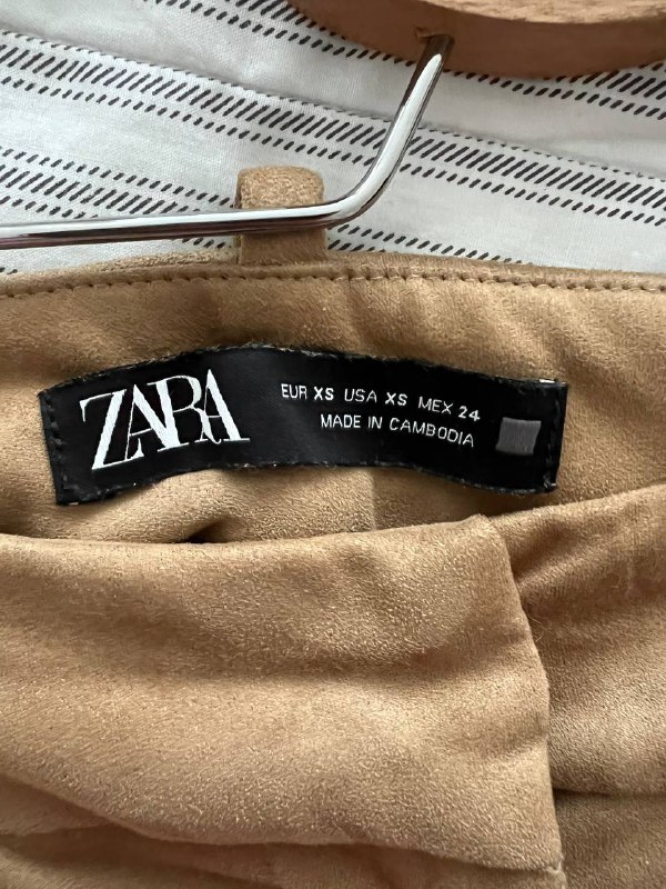 Замшевые брюки бежевые Zara XS 2