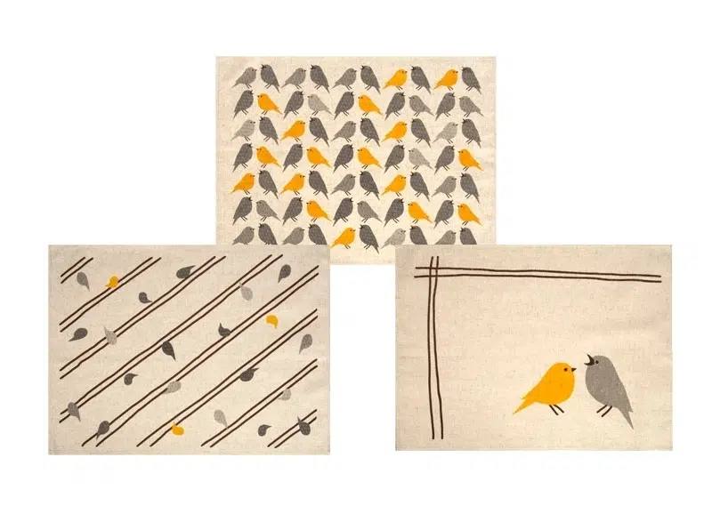 Набор полотенец льняных с птицами 4