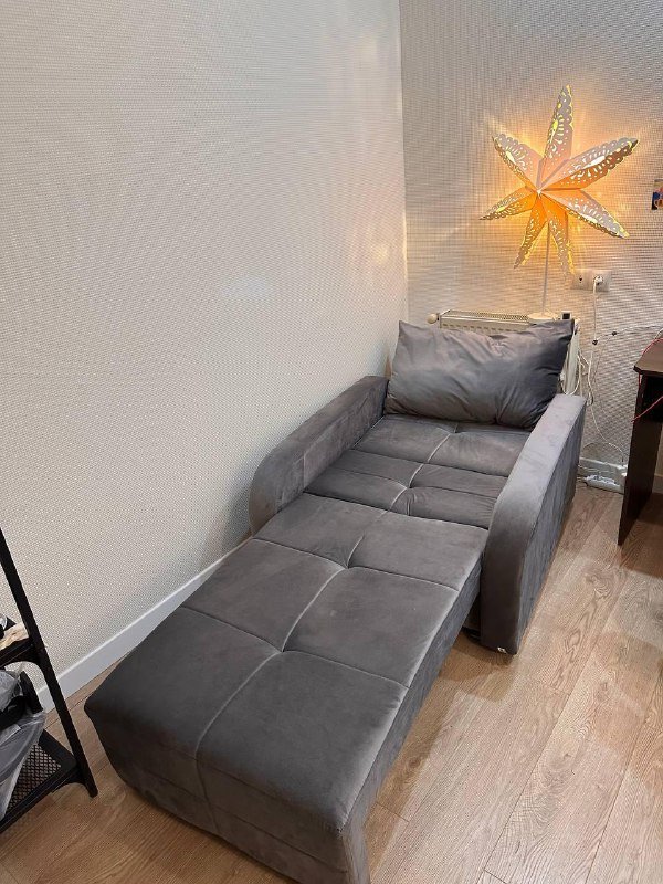 Кресло-кровать раскладное темно-серое бархатное 4