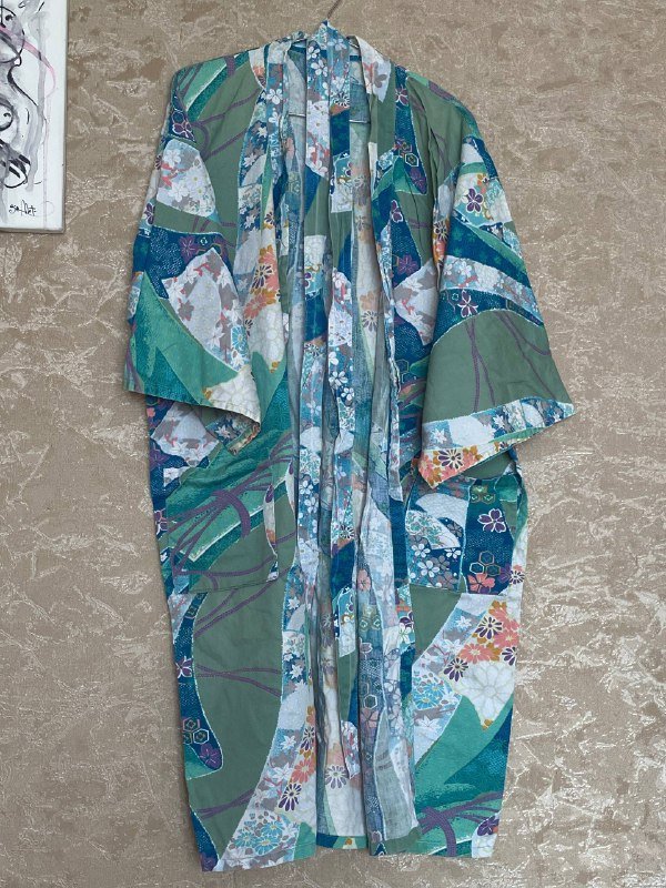 Винтажный японский хлопковый халатик-кимоно