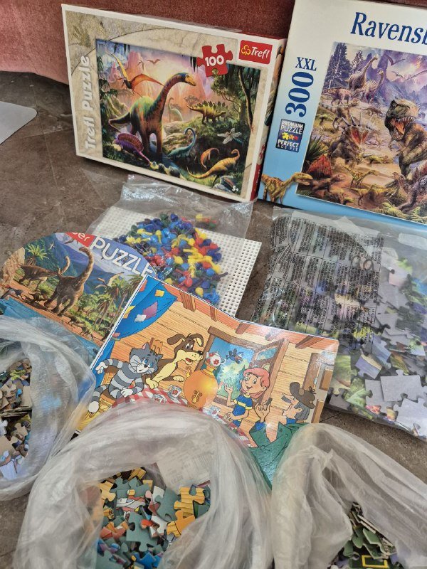 Детские пазлы, мозаика и деревянные часы набором 3