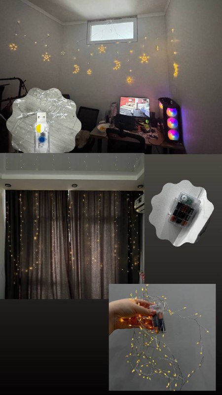 3 гирлянды светильники теплый свет