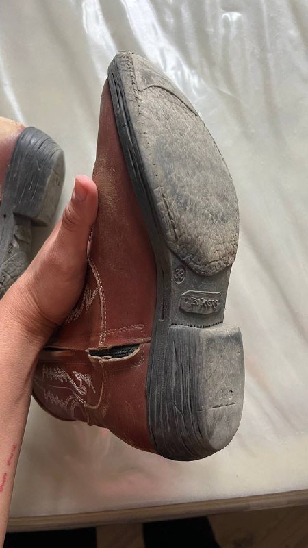 винотажные коричневые ботинки казаки, кожа, размер 38